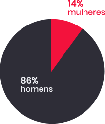 14% mulheres - 86% homens