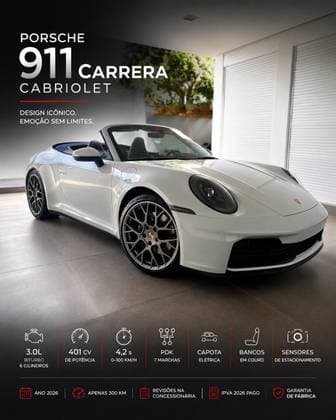 Carro 3.0 24V H6 GASOLINA CARRERA CABRIOLET PDK