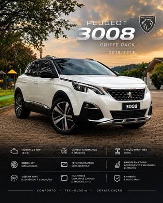 Carro 1.6 GRIFFE PACK THP 16V GASOLINA 4P AUTOMÁTICO