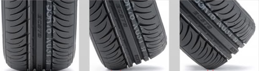  A imagem permite ver que, com seu formato quadrado, o pneu de carro tem pouco contato com o solo nas curvas