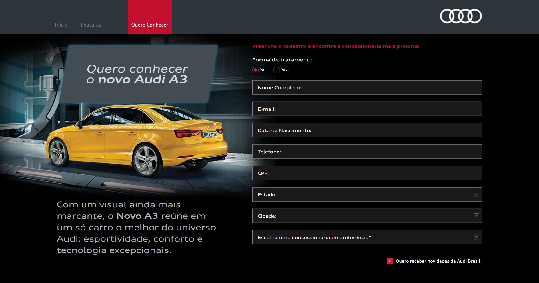 Audi A3  Sedan ganha hotsite