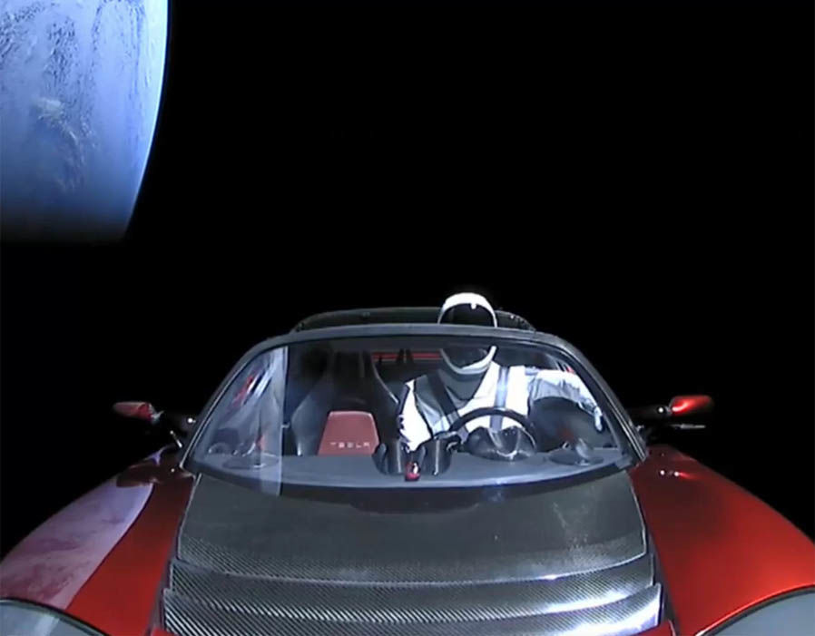 Tesla de Elon Musk está entre Marte e Júpiter