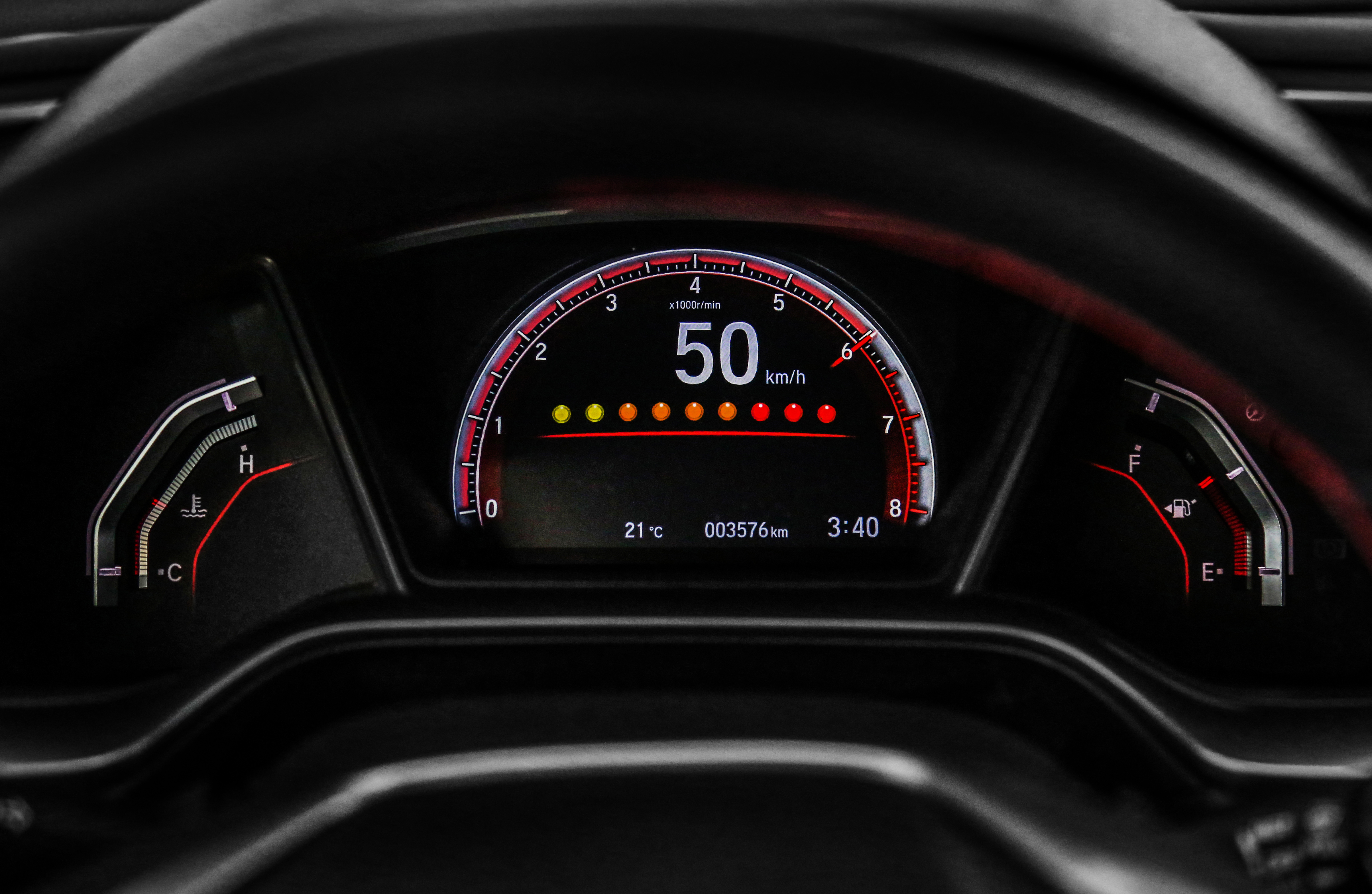 Painel de instrumentos do Honda Civic Si 2018