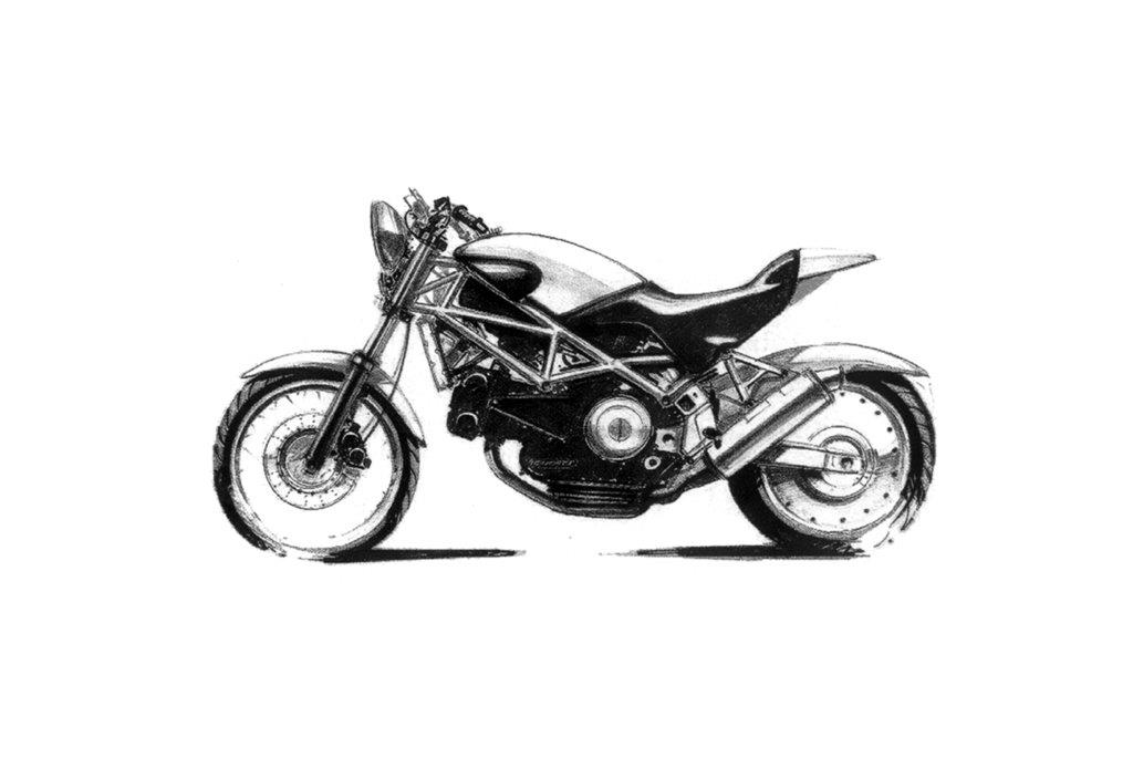  Croqui da primeira Ducati Monster, desenhada pelo designer Miguel Galuzzi