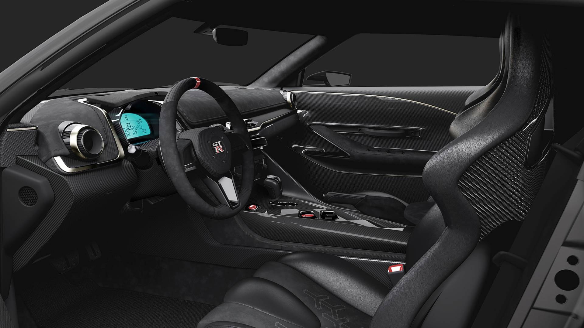 Nissan GT-R50 traz muita fibra de carbono na cabine e painel digital de carro de corrida