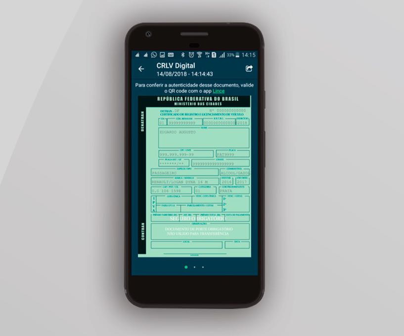 Aplicativo Carteira Digital de Trânsito exibe versão idêntica à impressa diretamente na tela do celular