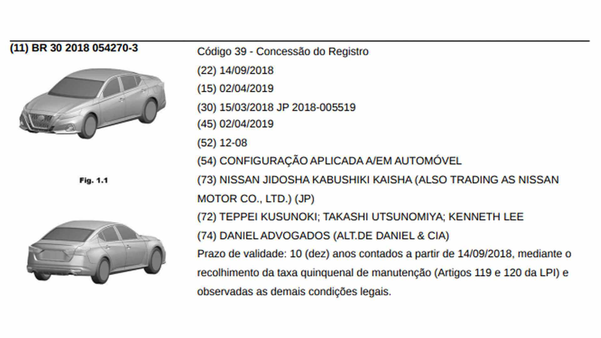  Nissan Altima 2019 Inpi