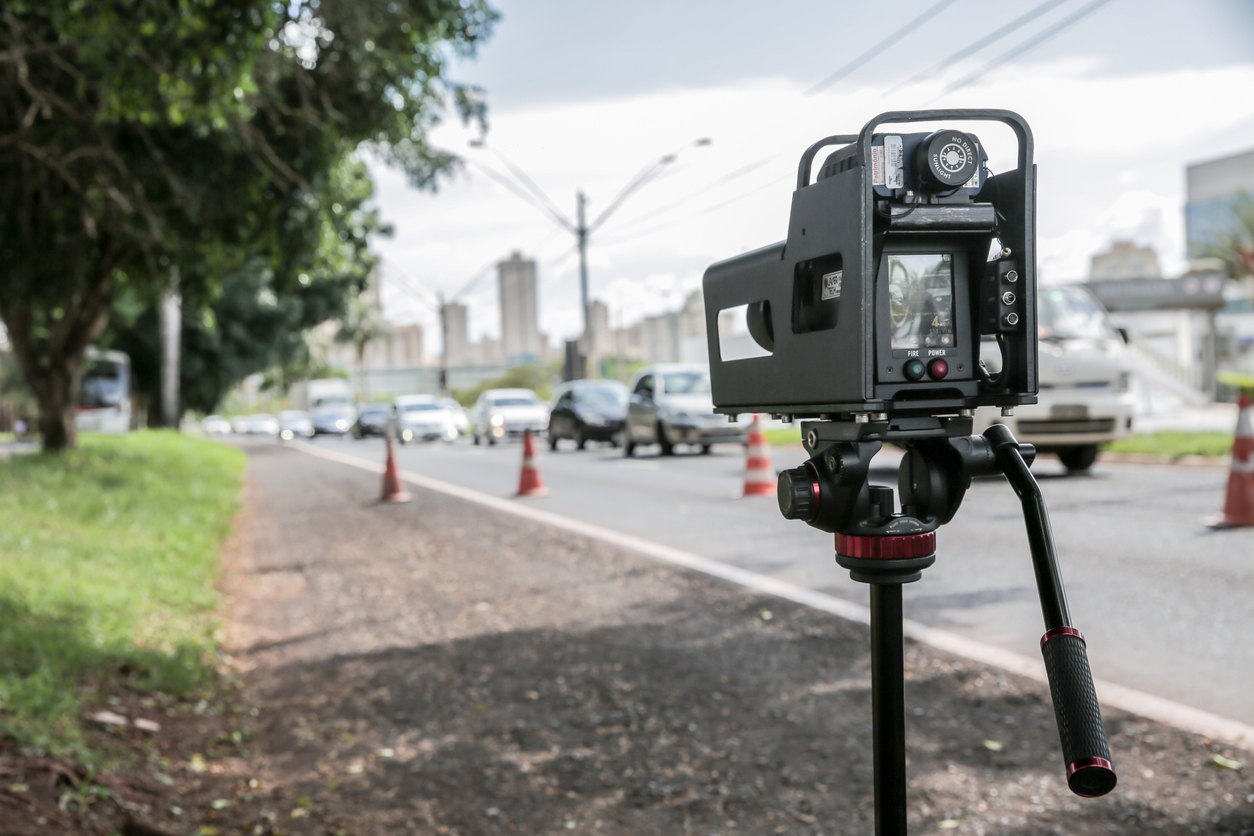 Mobile Police Radar For Traffic Speed Control Installed Near The Presidente Vargas Avenue In Ribeirão Preto To Control The Speed Limit.