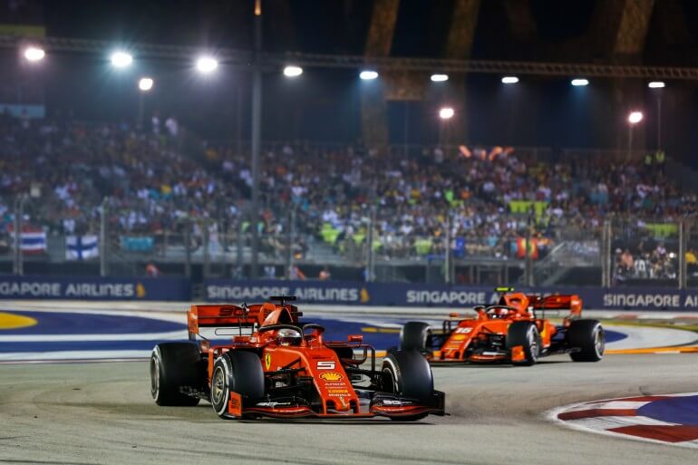 Sebatien Vettel e Charles Leclerc da Ferrari