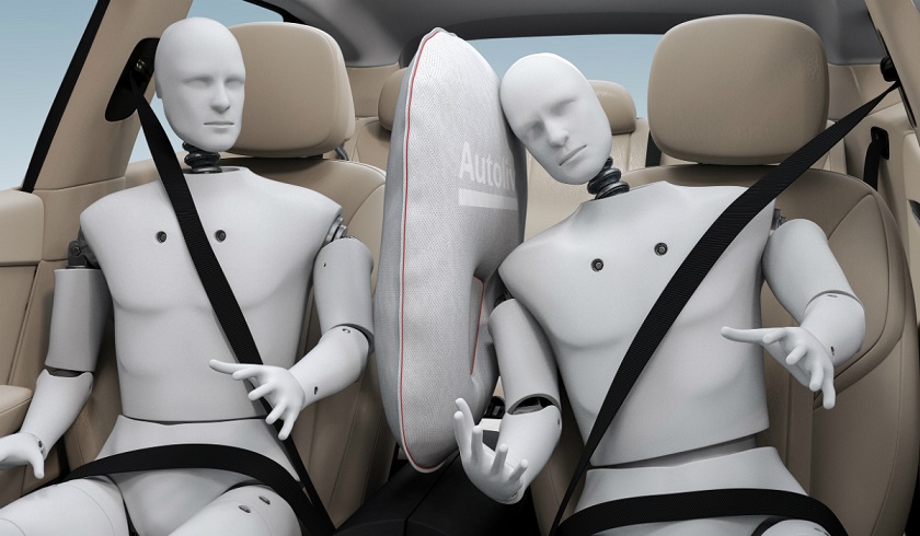  Airbags central busca proteger o corpo do motorista e do passageiro em caso de uma colisão lateral