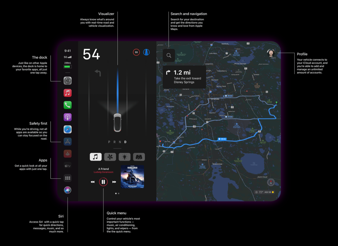 Veja como ficaria o Apple CarPlay em um Tesla