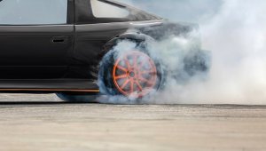 Race Drift Car Burning Tires On Speed Track