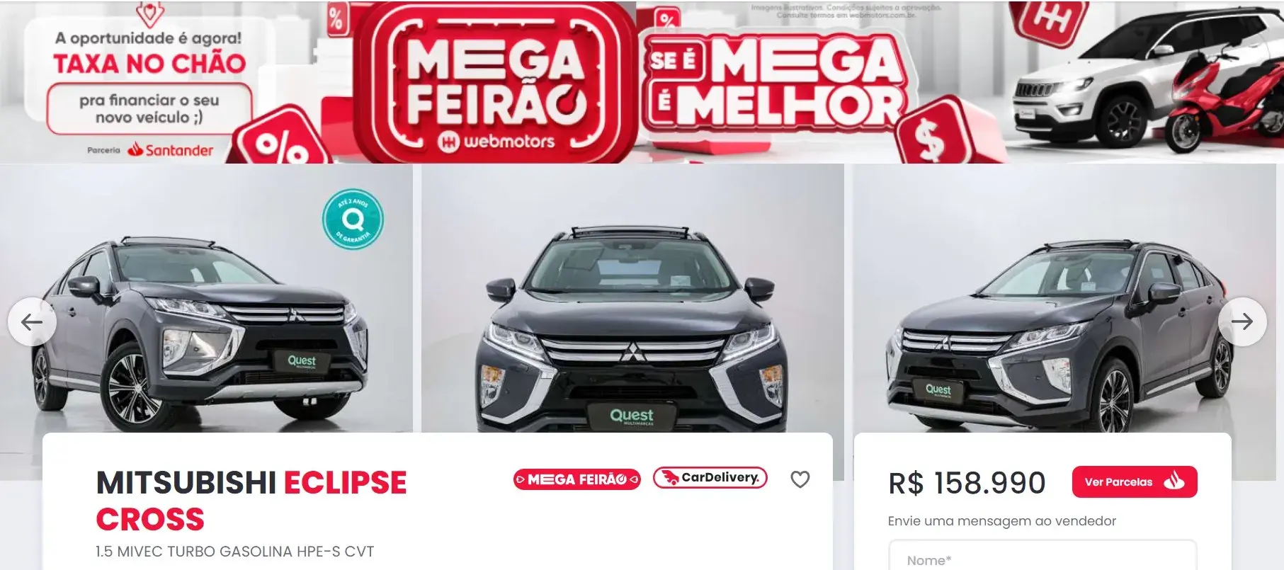 Webmotors e Santander promovem feirão de carros com condições