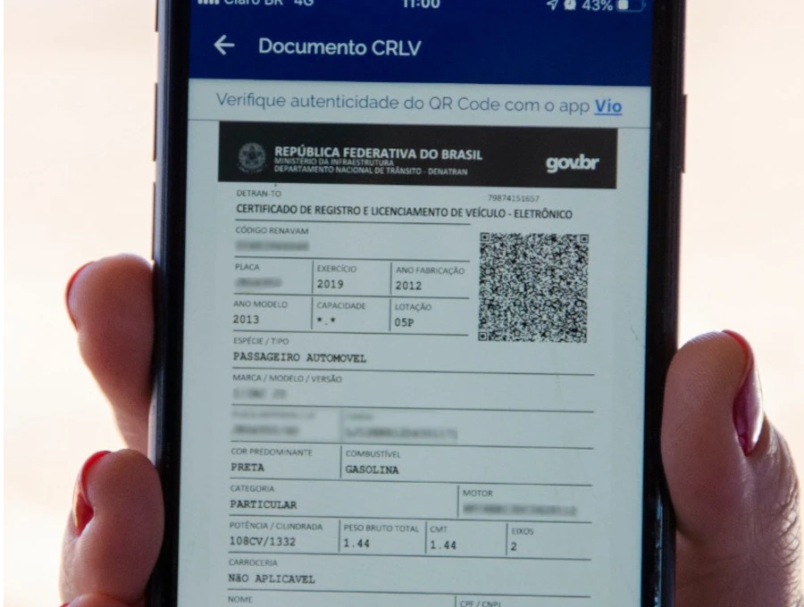 Pessoa Segurando Crlv Digital