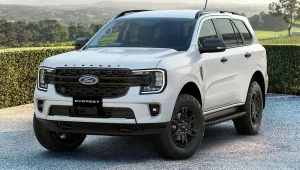 Ford Everest Black Edition In Alabaster White Pealescent Front 3qtr