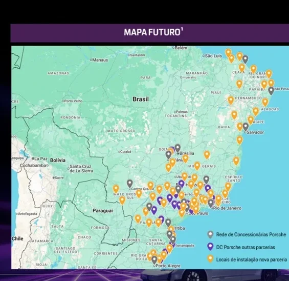 Porsche investirá em novos carregadores em regiões pouco exploradas atualmente
