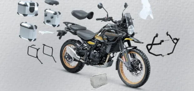 O Kit Adventure Touring para a Himalayan 450 inclui diversos itens de conforto e segurança