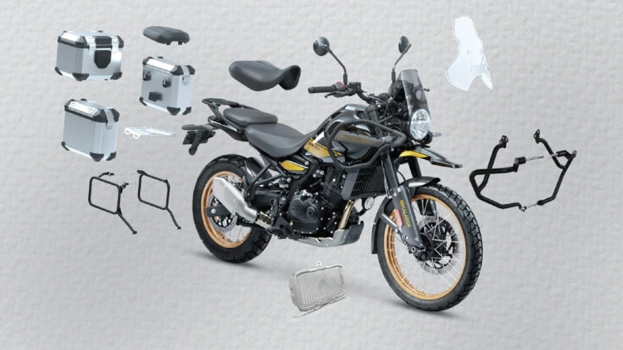 O Kit Adventure Touring para a Himalayan 450 inclui diversos itens de conforto e segurança