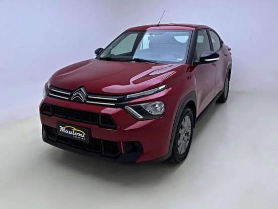Citroën C3 Basalt na cor vermelho, com design moderno e compacto, disponível por até R$100 mil. Ótima opção de carro acessível e estiloso.