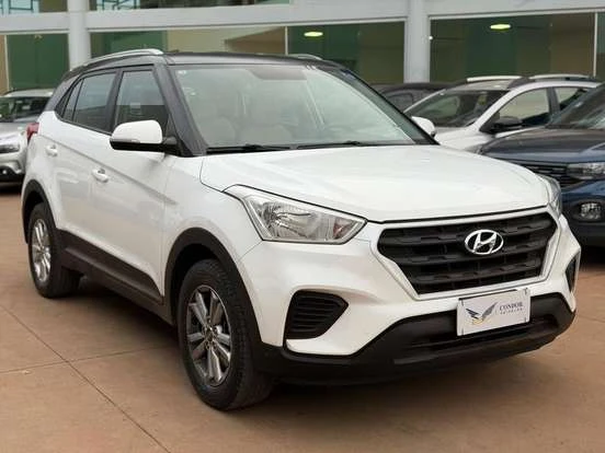 Hyundai Creta branco em destaque, disponível para compra dentro do orçamento de até 80 mil reais, ideal para quem busca SUV confiável e econômico.
